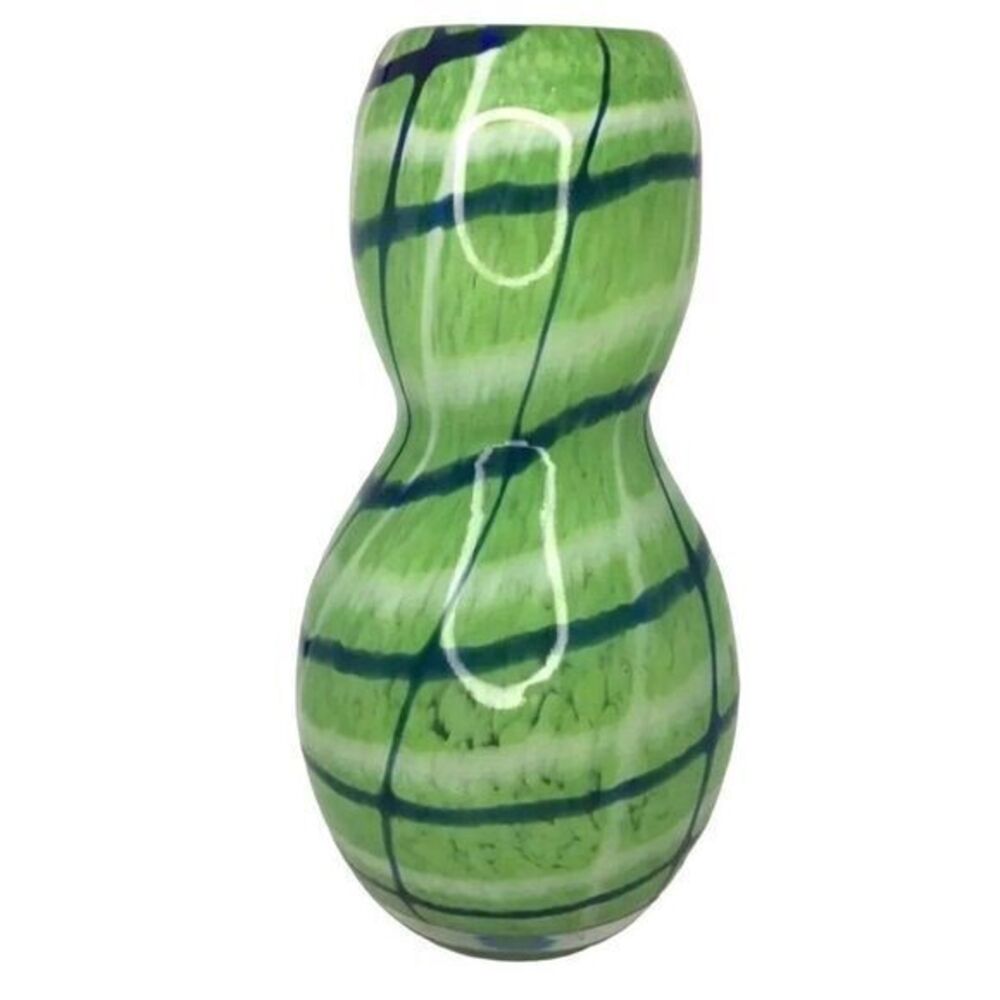 Green and Blue Hand Blown Art Glass Vase